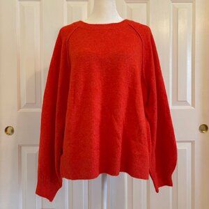 Vince Camuto Bright Red Crew Neck Sweater with Exposed Seam Detail Size Small